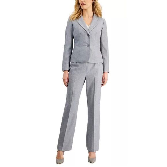 Le Suit Light Gray Pant & Jacket 2 Pcs Suit Set Size 12P - Picture 1 of 14